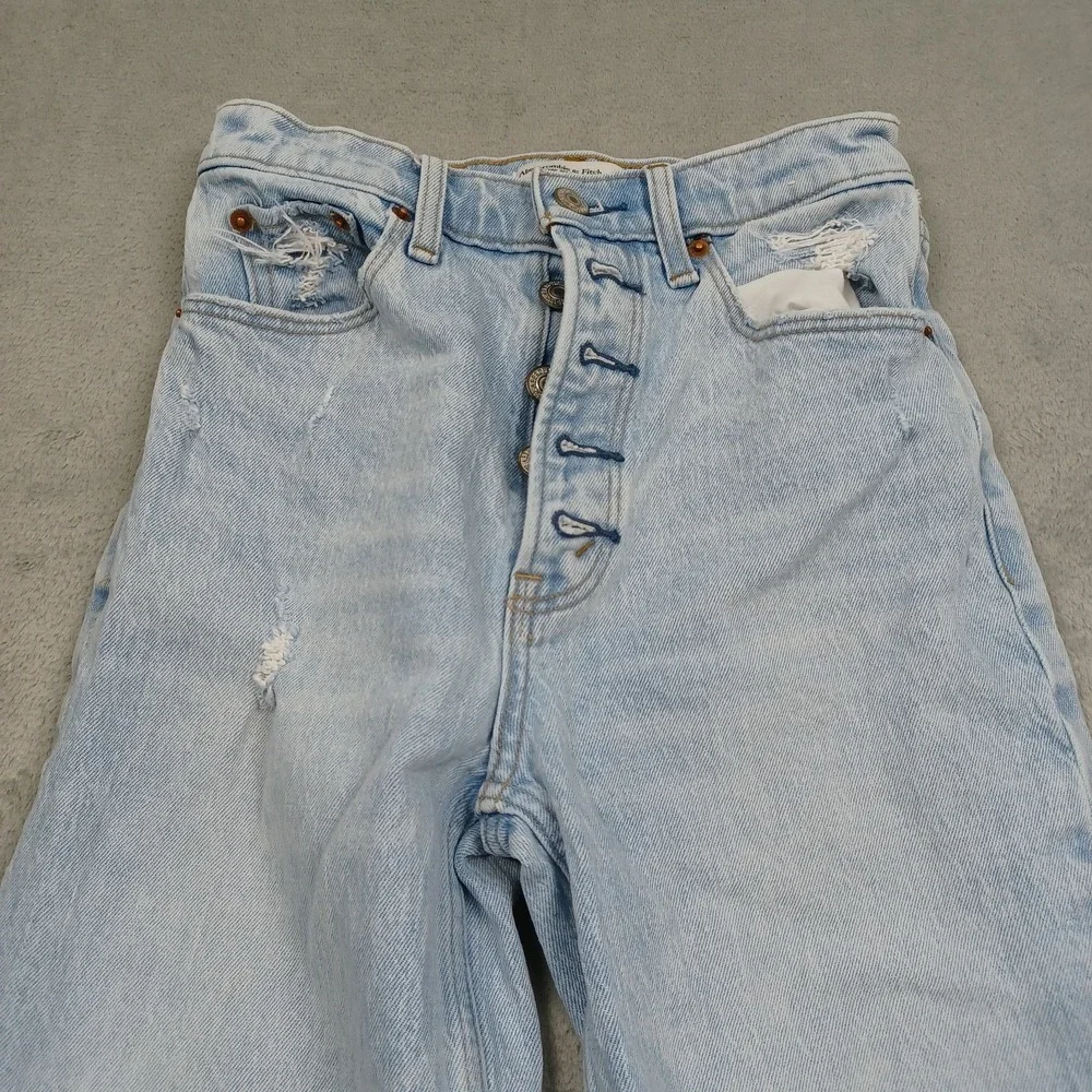 Abercrombie Fitch Jeans Womens 24 Blue Denim Cropped Wide Leg High Rise